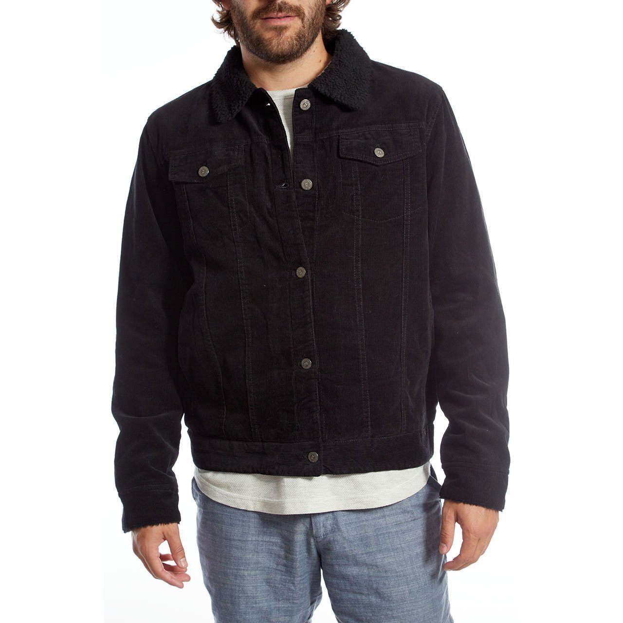 Men's Corduroy Aviator Jacket with Sherpa Lining - Lovez Aqua© -