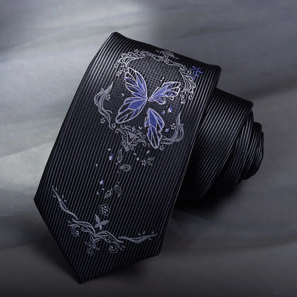 Gothic Japanese Anime Style Black & Purple Broken Butterfly Men's Necktie - Lovez Aqua© - Necktie