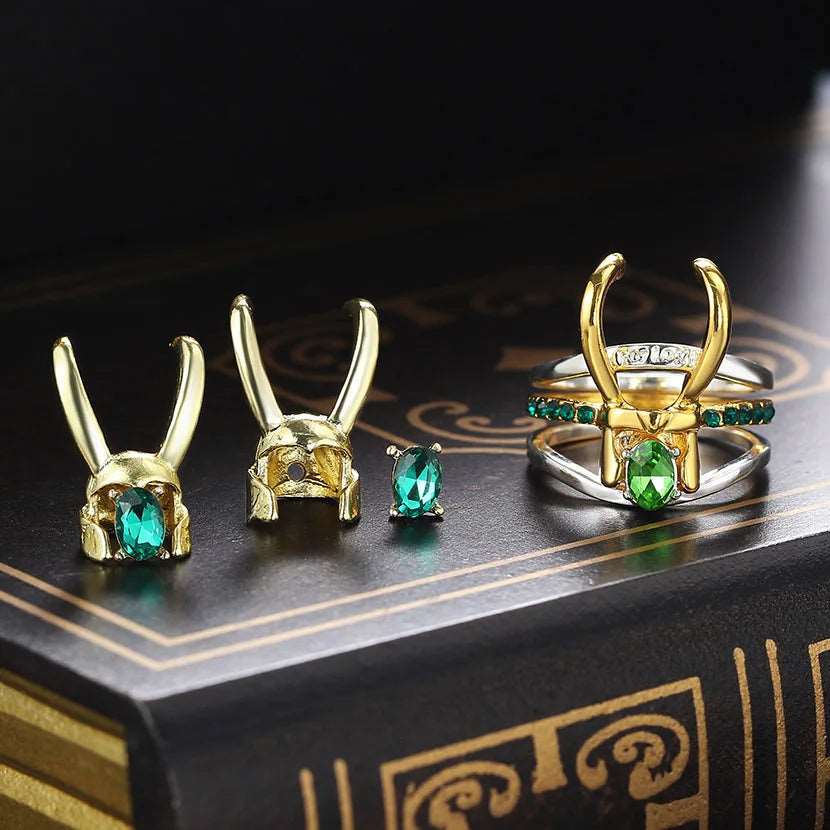 Disney's Marvel God of Mischief Loki's Helmet Women's Earrings/Ring Set - Disney -