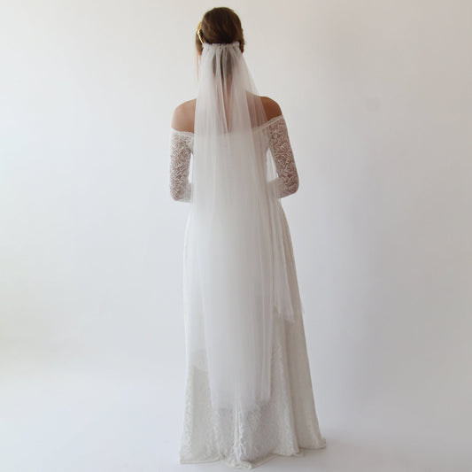 Women's Gold Greek Goddess Crown White Tulle Wedding Veil Headpiece - Lovez Aqua© -