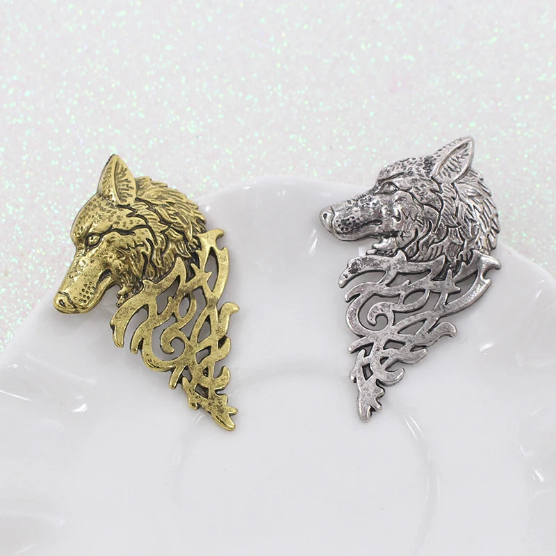 Men's Mysterious Wolf Head Filigree Viking Brooch - Lovez Aqua© -