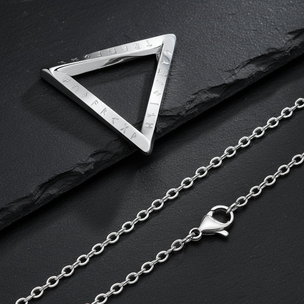 Men's Antique Twisted Norse Viking Triangle Pendant Necklace - Lovez Aqua© - 2 / 50cm