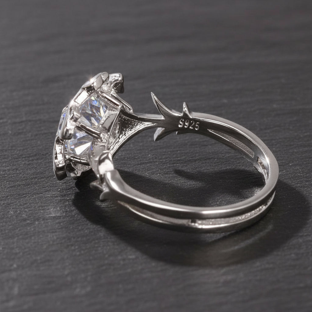 Real S925 Sterling Silver & Zircon LOTR Lady Galadriel Nenya The Ring of Adamant - Lord of the Rings -