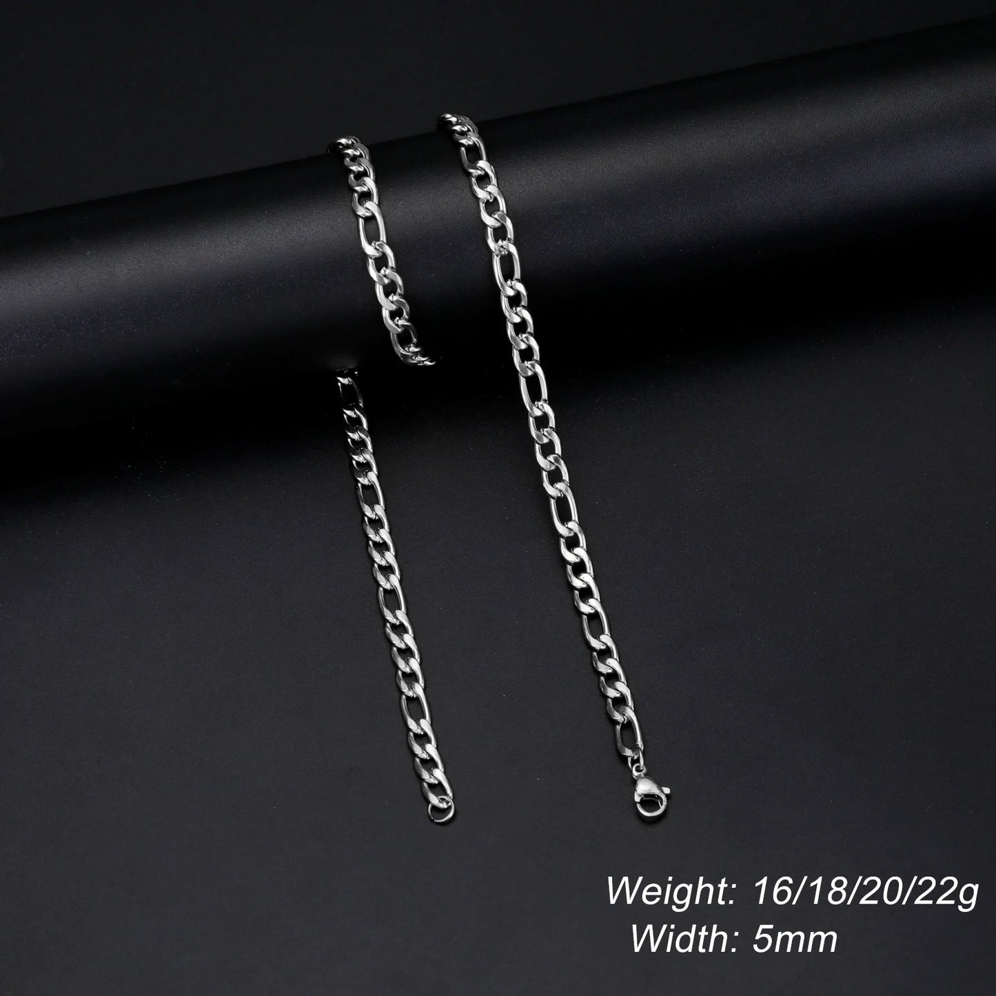 Men's Minimalist Chunky Basic Punk Stainless Steel Chain Necklace - Lovez Aqua© - Figaro chain 5mm S / 50cm-20inches