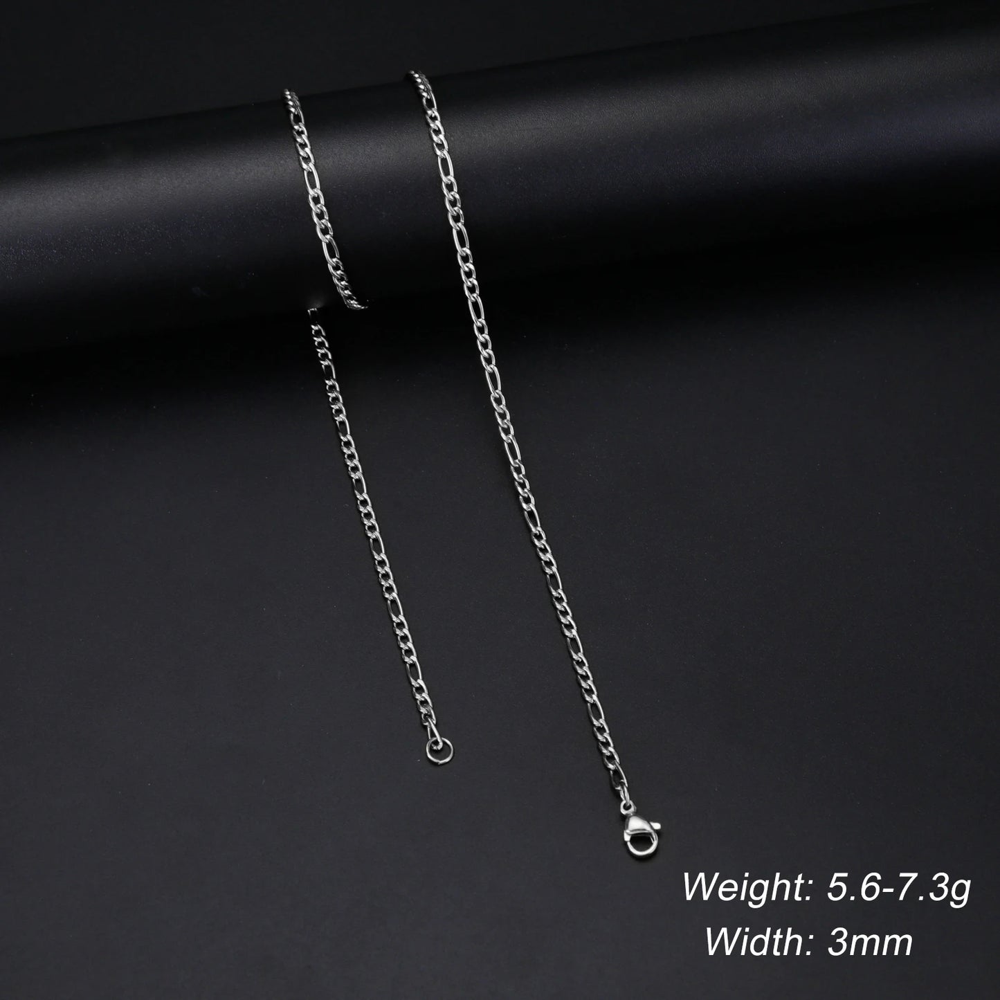 Men's Minimalist Chunky Basic Punk Stainless Steel Chain Necklace - Lovez Aqua© - Figaro chain 3mm S / 50cm-20inches