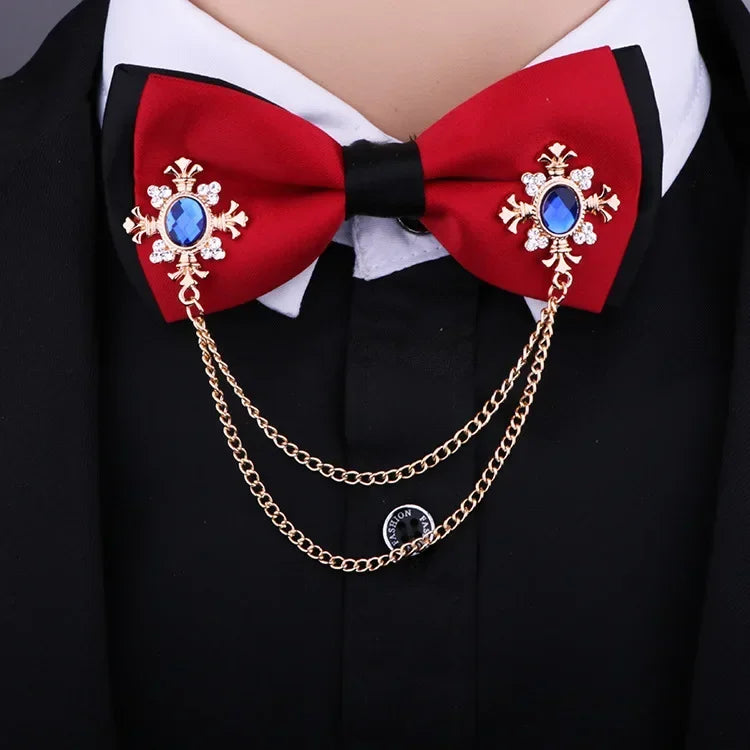 Men's Vintage Double Tassel Chain Crystal Baroque Style Brooch - Lovez Aqua© -