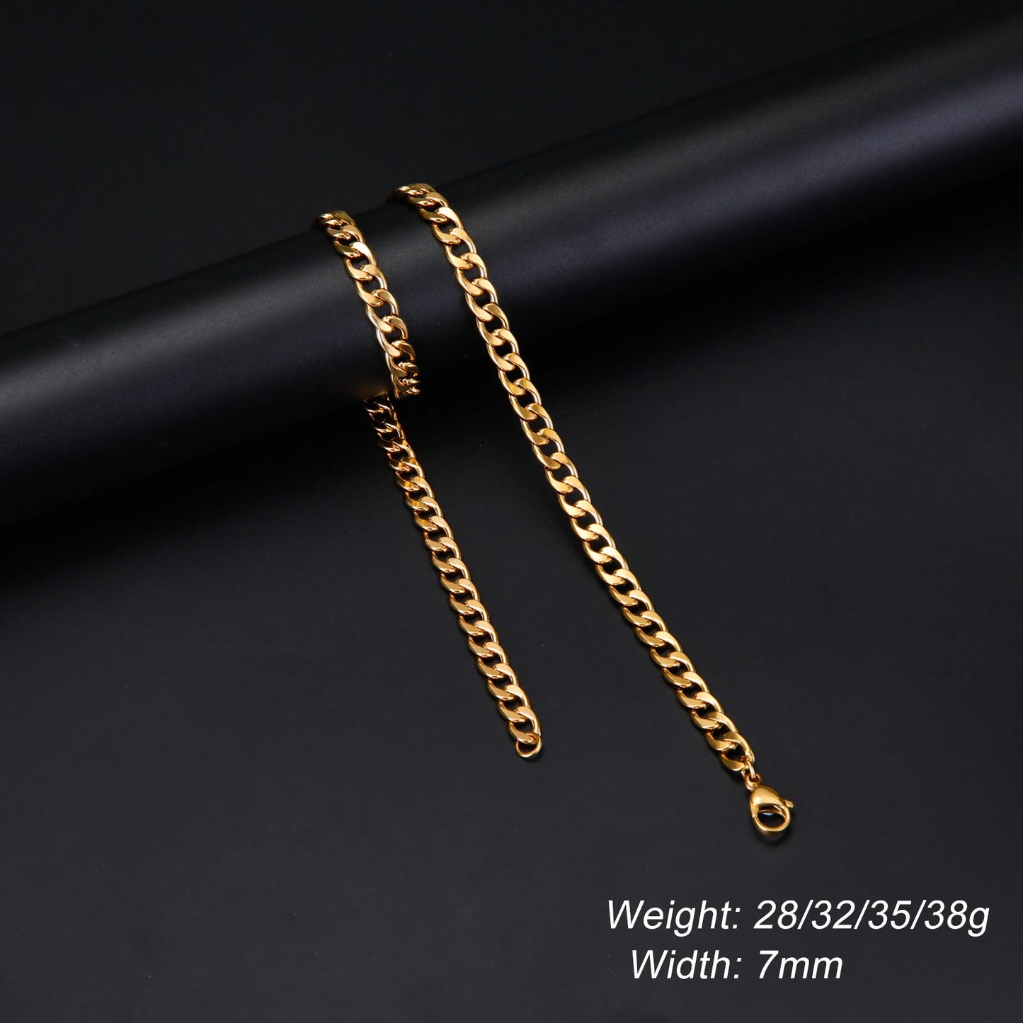 Men's Minimalist Chunky Basic Punk Stainless Steel Chain Necklace - Lovez Aqua© - Cuban Chain 7mm G / 50cm-20inches