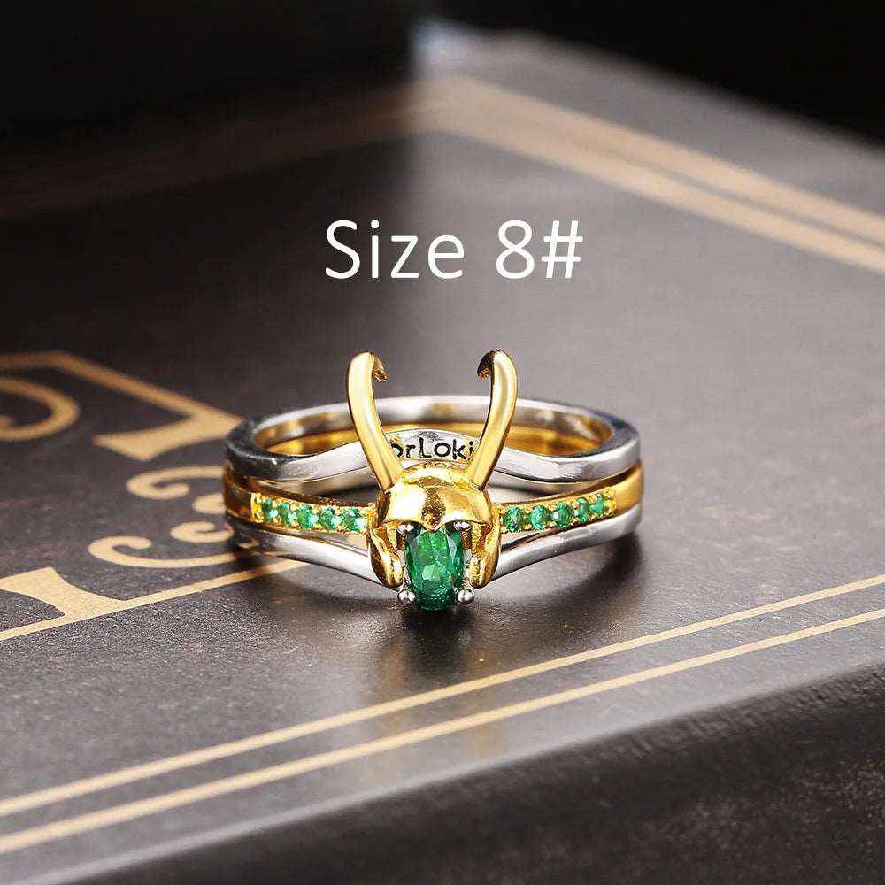 Disney's Marvel God of Mischief Loki's Helmet Women's Earrings/Ring Set - Disney - Size 8