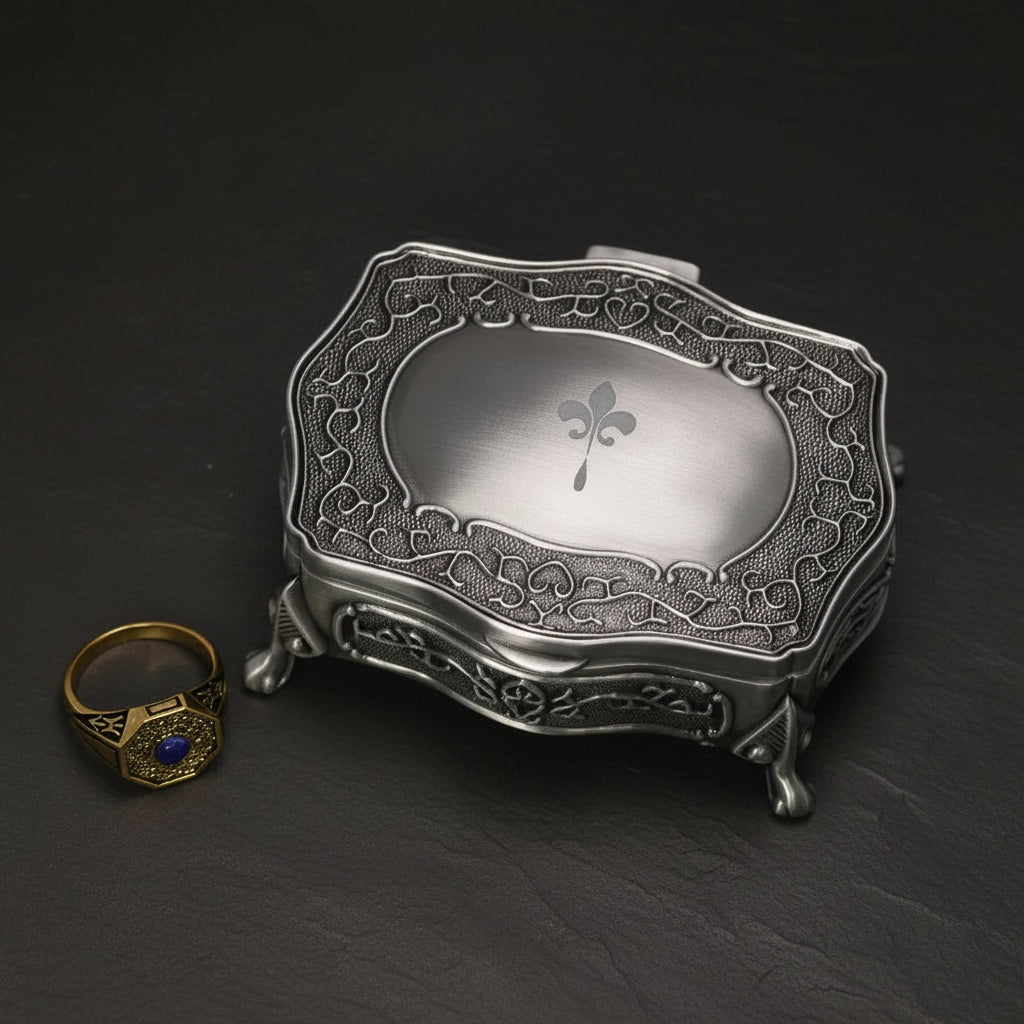 The Originals Vampire Diaries S925 Sterling Silver Klaus Mikaelson Daylight Ring - The Vampire Diaries - Gold Ring and Rectangle Box / 7