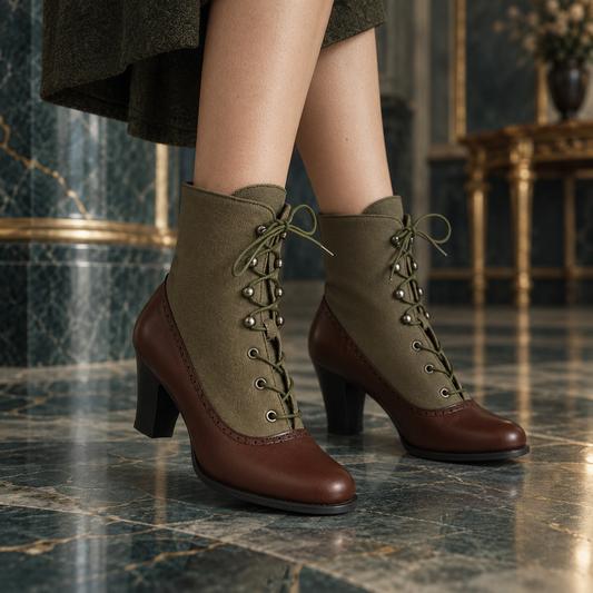 Vintage Victorian Lace-Up Round Toe Women's Ankle Boots