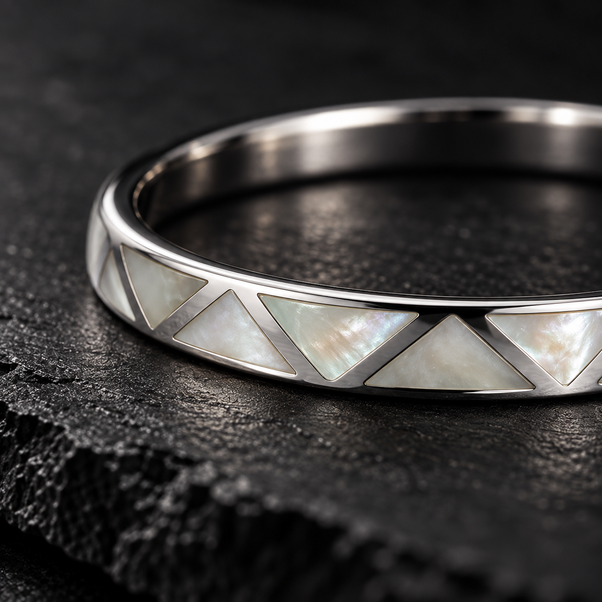 Women’s 925 Sterling Silver Mother of Pearl Ring | Geometric Shell Inlay Jewelry