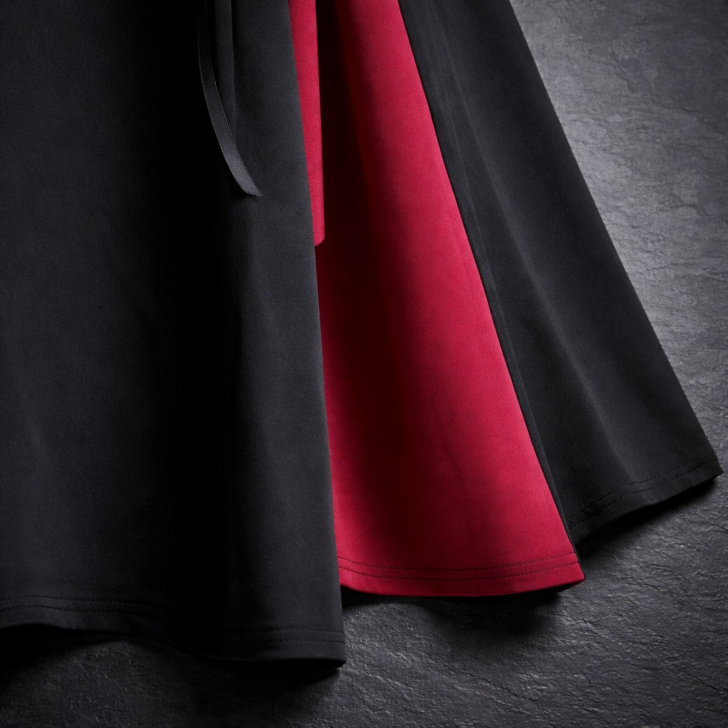 Victorian Gothic Women's Lace-Up A-Line Skirt with Elegant Godet Panels