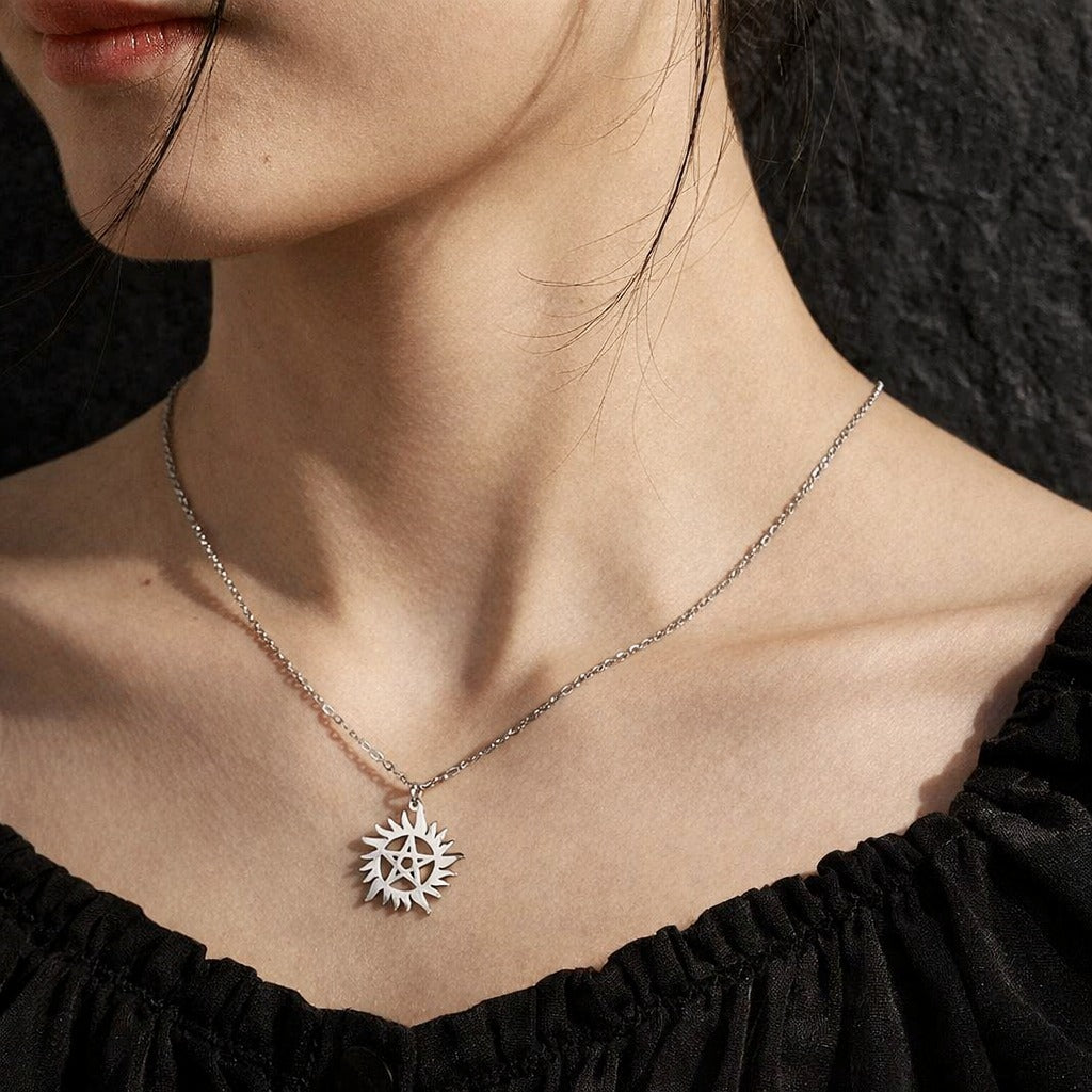 Supernatural Shining Sun Pentagram Pendant Necklace