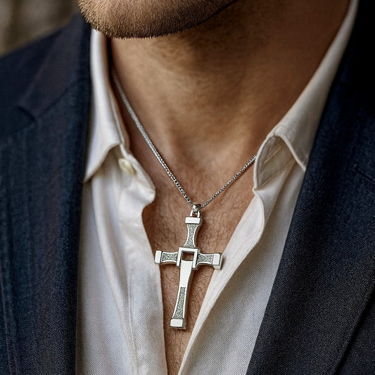 Fast & Furious Dominic Toretto 925 Sterling Silver Rotatable Cross Necklace