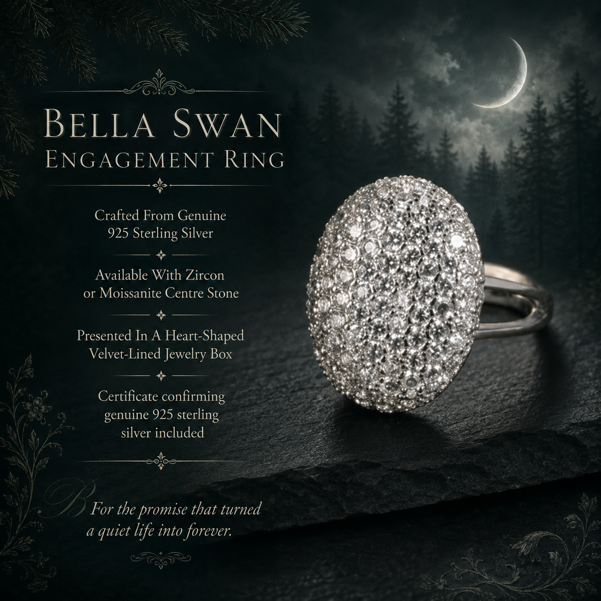 Bella Swan's Engagement Ring | Twilight Breaking Dawn | 925 Sterling Silver