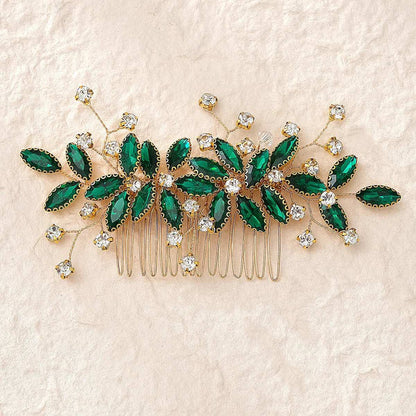 Women's Delicate Crystal Rhinestone & Pearl Flower Bridal Hair Comb - Lovez Aqua© - G8