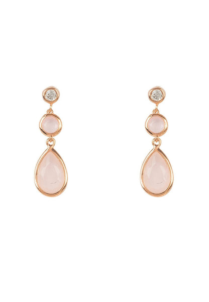 Women's Rose Quartz Gemstone Drop Earrings with 22ct Rose Gold Plating - Lovez Aqua© - 