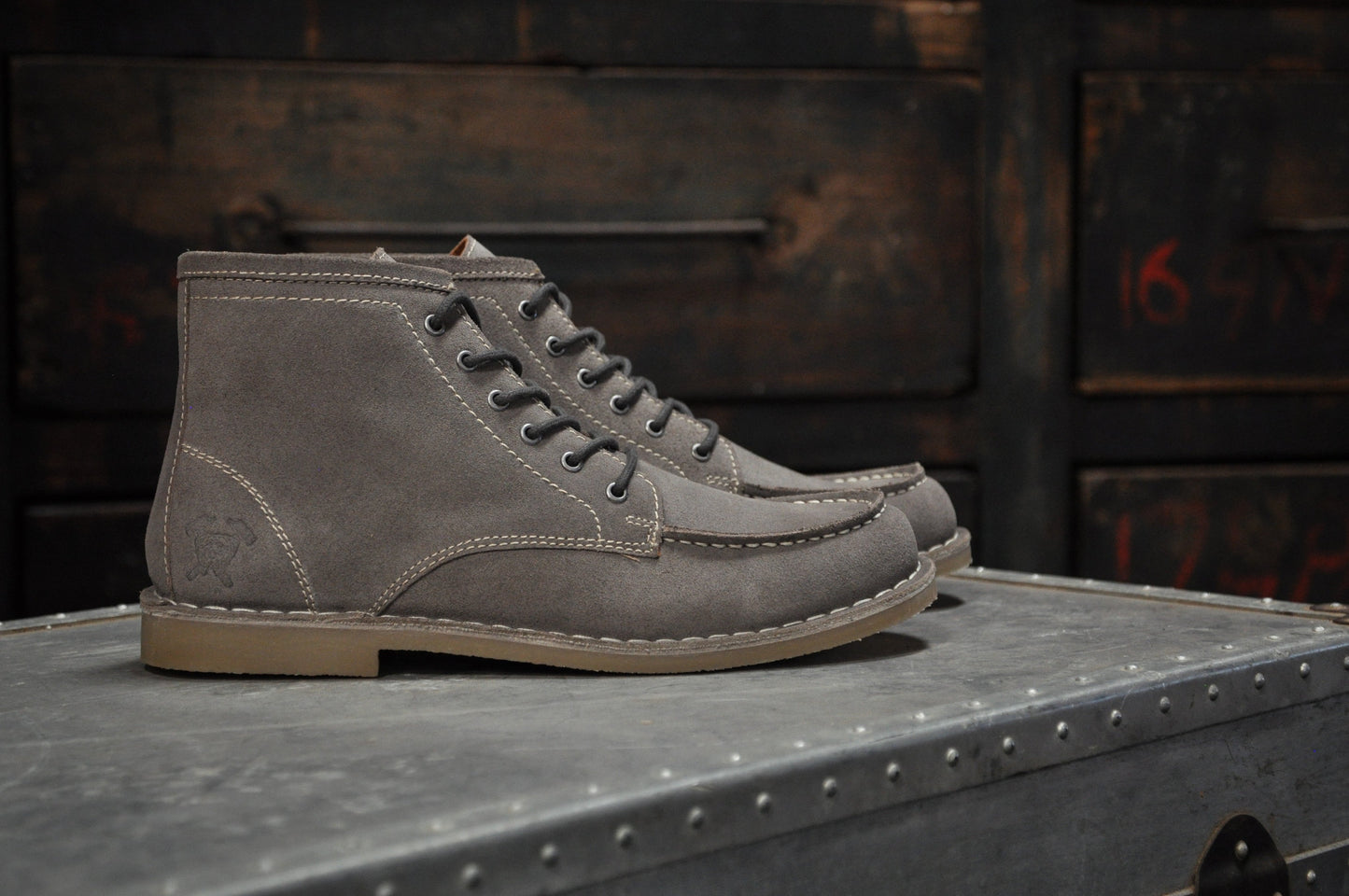 Men's Gray Suede Leather Ankle Boots With Durable Stitching - Lovez Aqua© - 