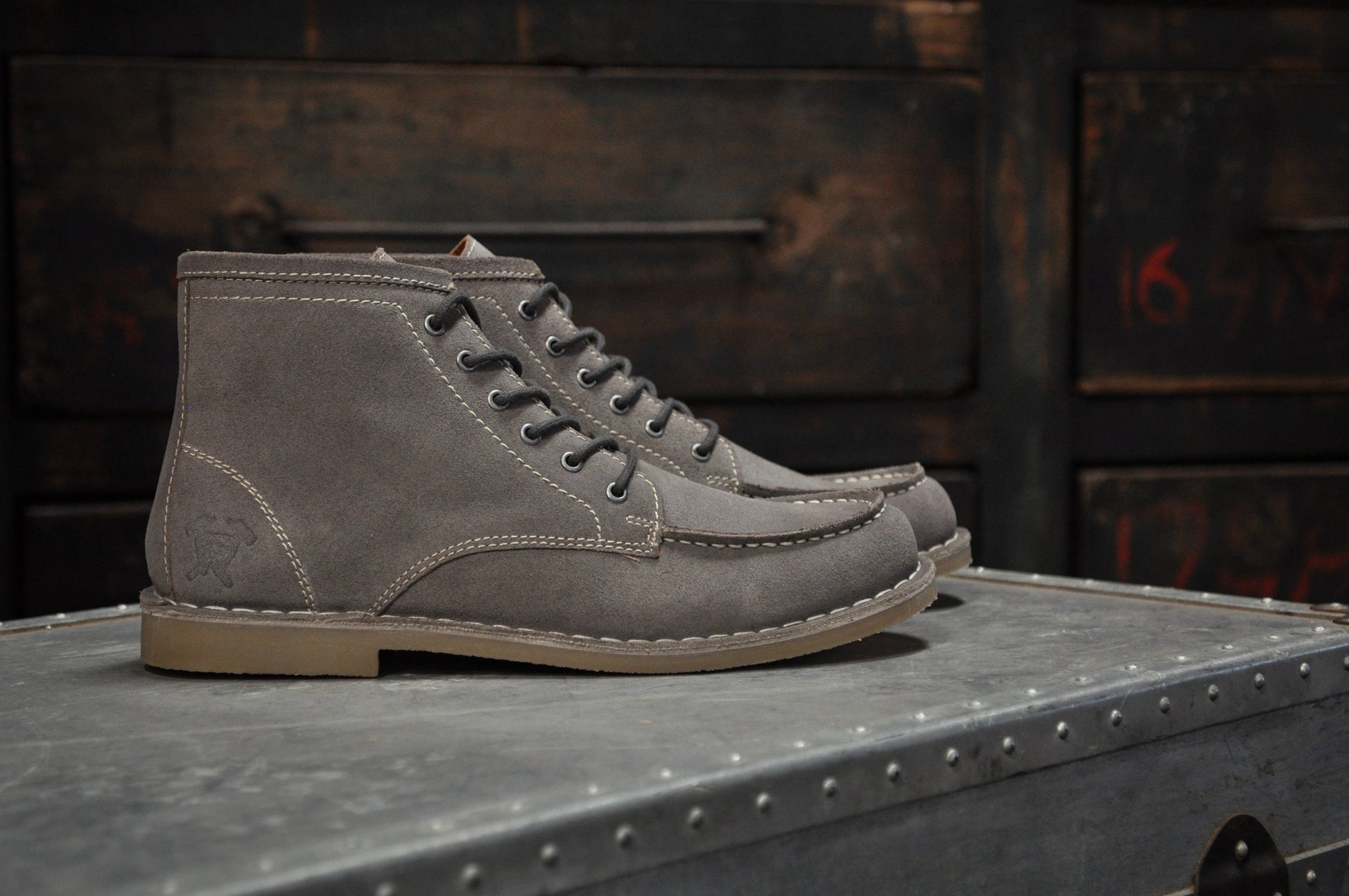 Men's Gray Suede Leather Ankle Boots With Durable Stitching - Lovez Aqua© - 