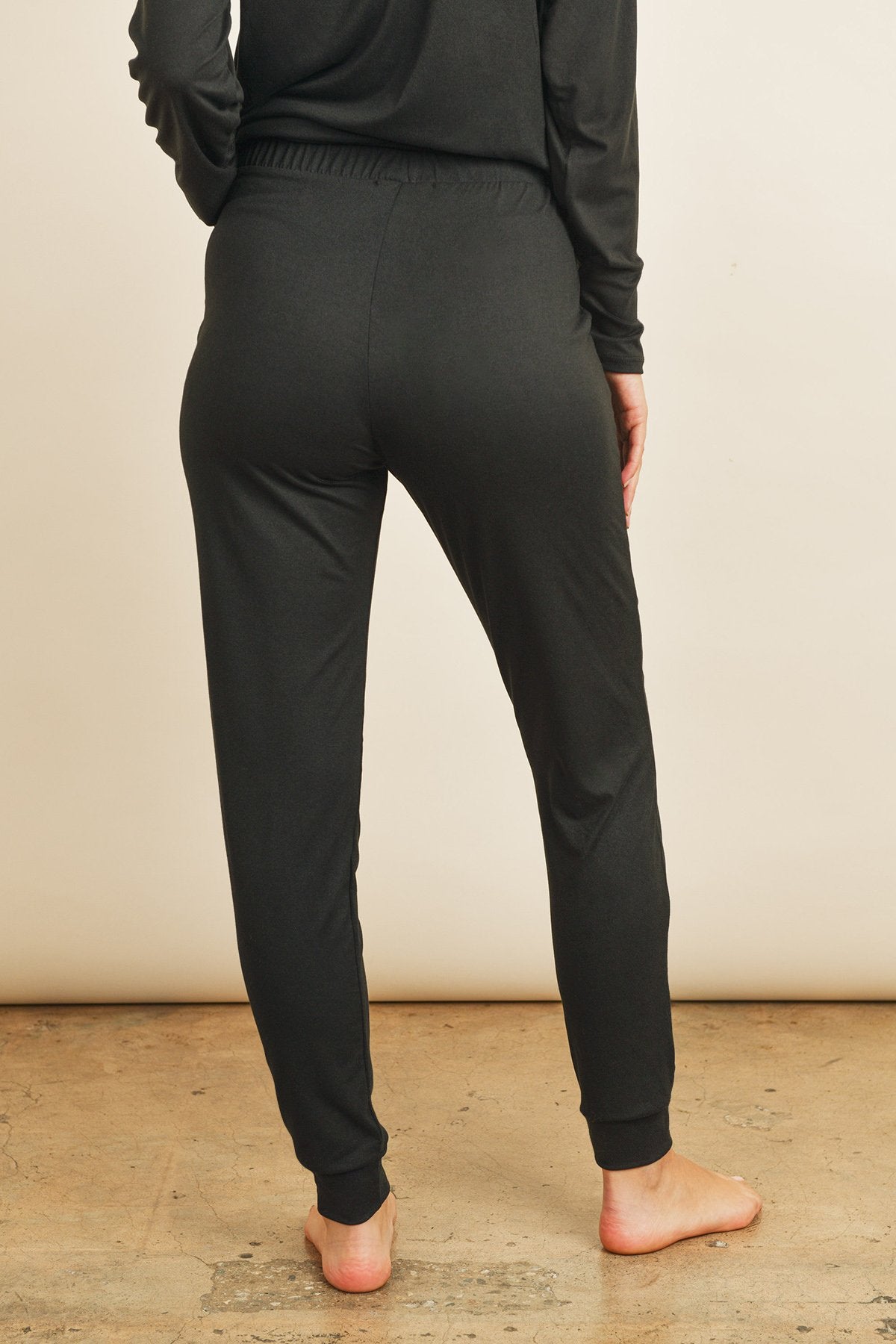 Women's Casual Solid Color Brushed Top & Jogger Bottom Set with Self Tie - Lovez Aqua© - 