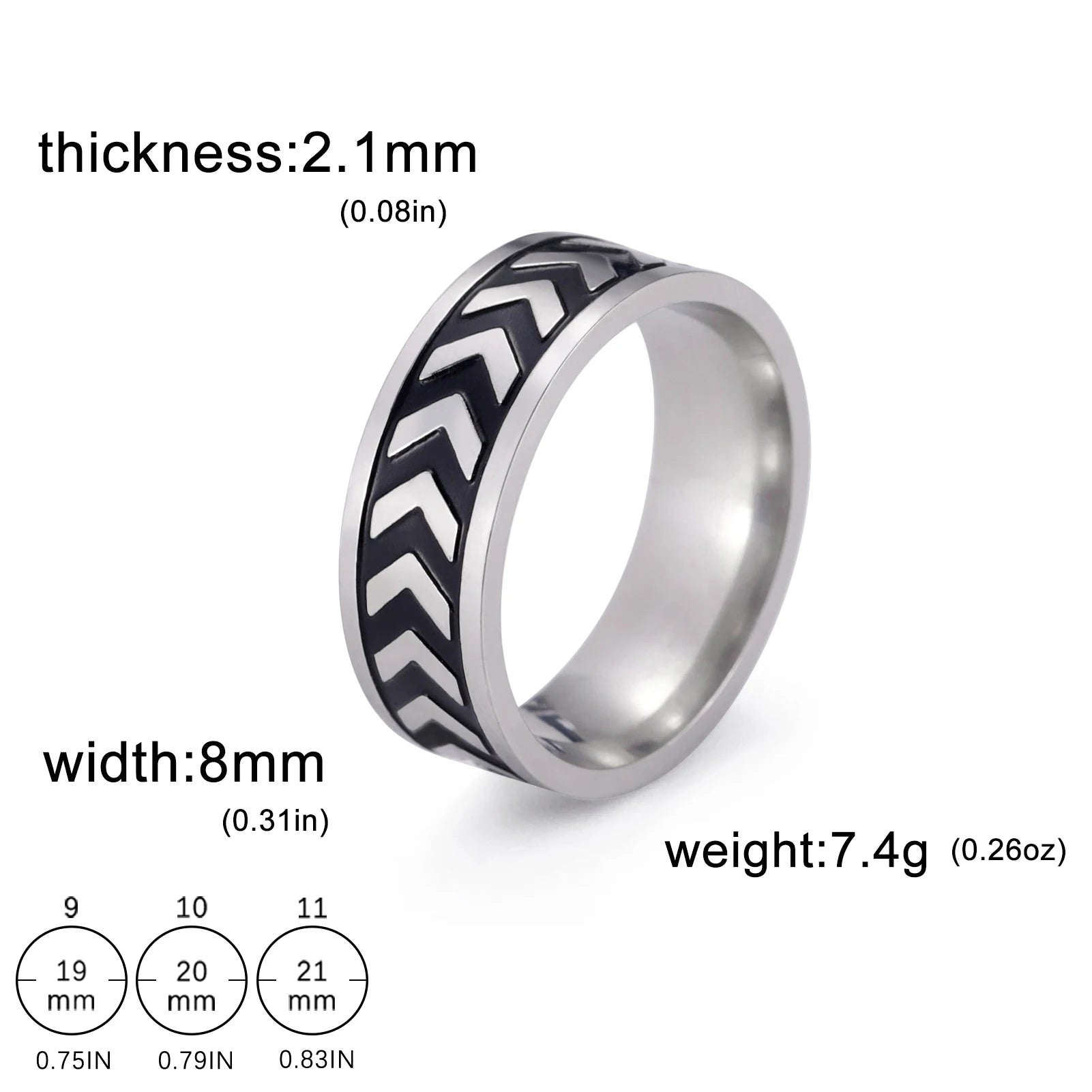 Men's Geometric Engraved Pattern Thick Stainless Steel Band Ring - Lovez Aqua© - Style 4 / 11