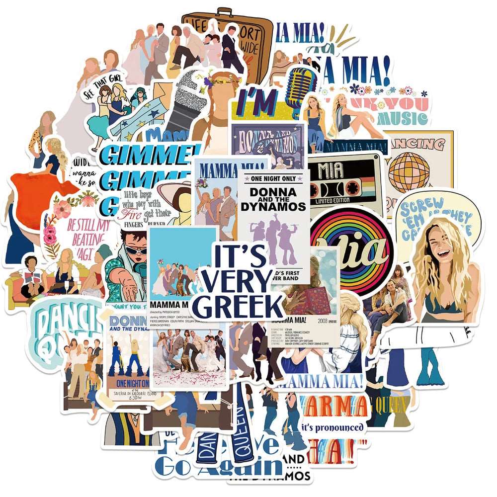 10/50pcs Musical Theater Movie Mamma Mia Waterproof Stickers - Mamma Mia - 10Pcs-Random