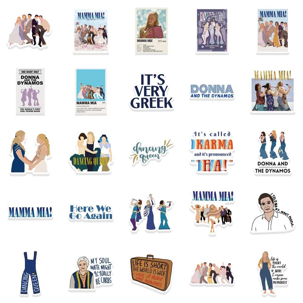 10/50pcs Musical Theater Movie Mamma Mia Waterproof Stickers - Mamma Mia - 
