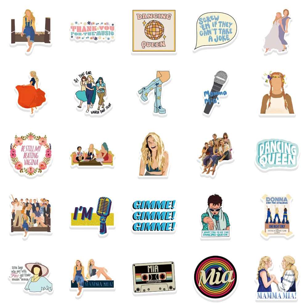 10/50pcs Musical Theater Movie Mamma Mia Waterproof Stickers - Mamma Mia - 