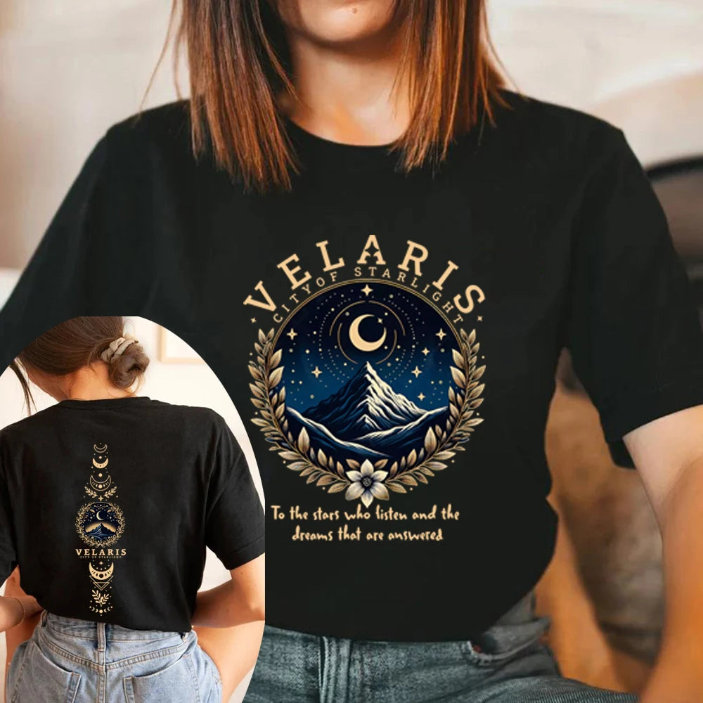 Velaris City of Starlight ACOTAR Night Court Mountains Women's T-Shirt - ACOTAR - Black / S