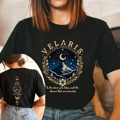 Velaris City of Starlight ACOTAR Night Court Mountains Women's T-Shirt - ACOTAR - Black / S
