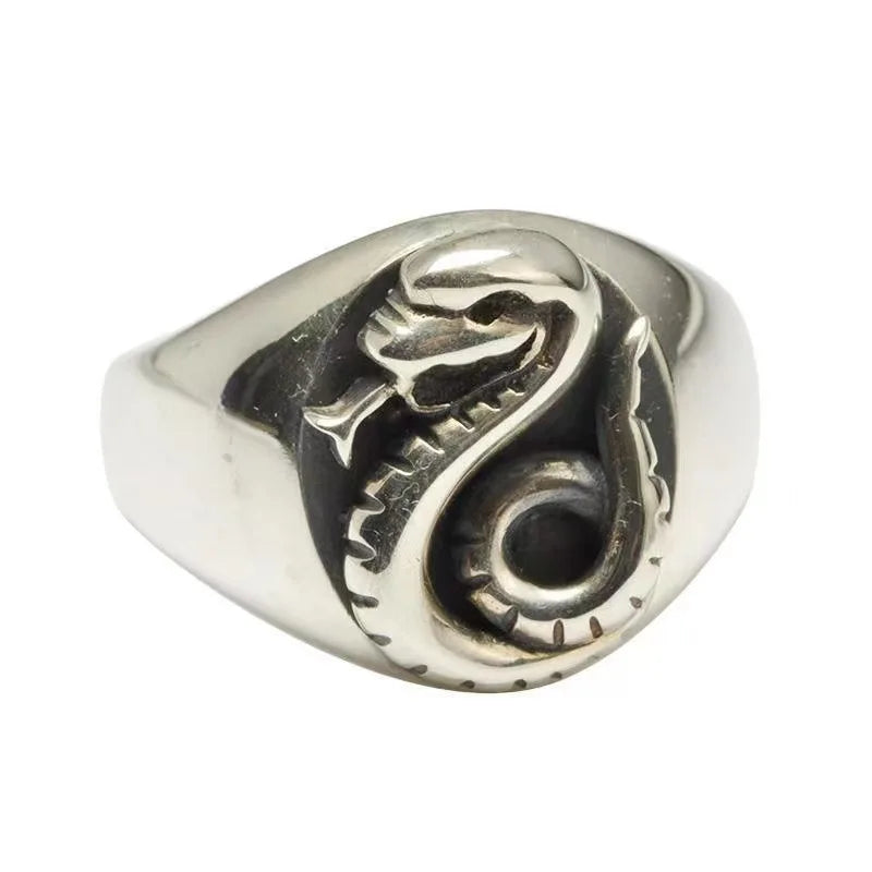 Harry Potter Draco Malfoy Snake Family Crest Emblem Antique Silver Court Ring - Harry Potter - 