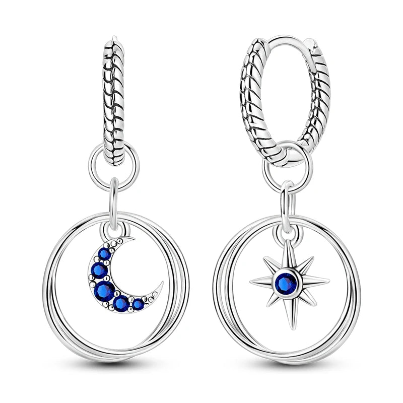 Pandora 925 Sterling Silver Two-Tone Moon, Stars & Sun Women's Earrings - Pandora - 3