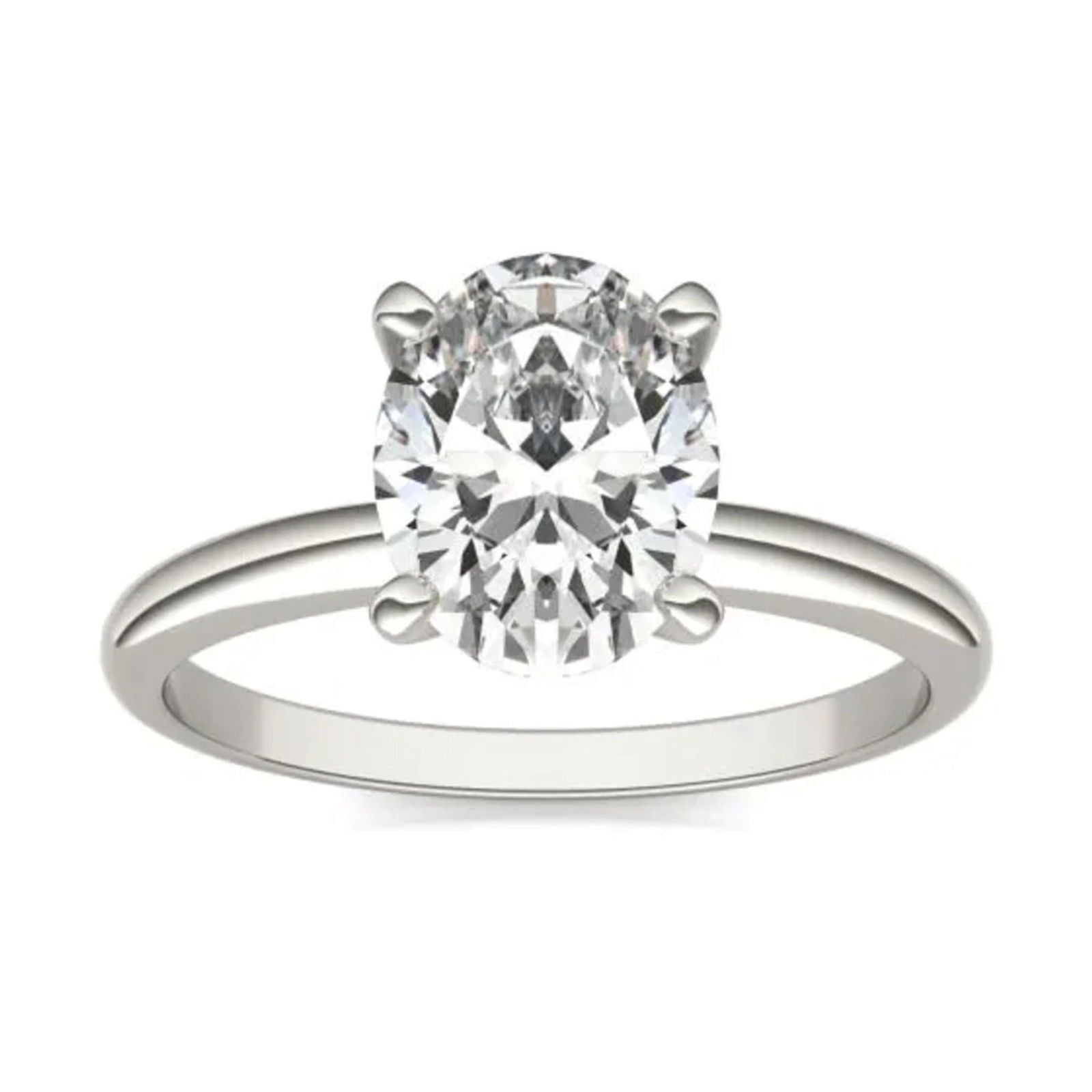 14K White Gold 2.00 CTW Oval Lab Grown Diamond Solitaire Engagement Ring - Lovez Aqua© - 