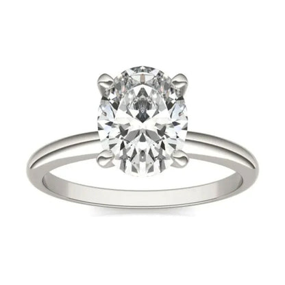 14K White Gold 2.00 CTW Oval Lab Grown Diamond Solitaire Engagement Ring - Lovez Aqua© - 