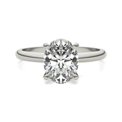 14K White Gold 2.00 CTW Oval Lab Grown Diamond Solitaire Engagement Ring - Lovez Aqua© - 