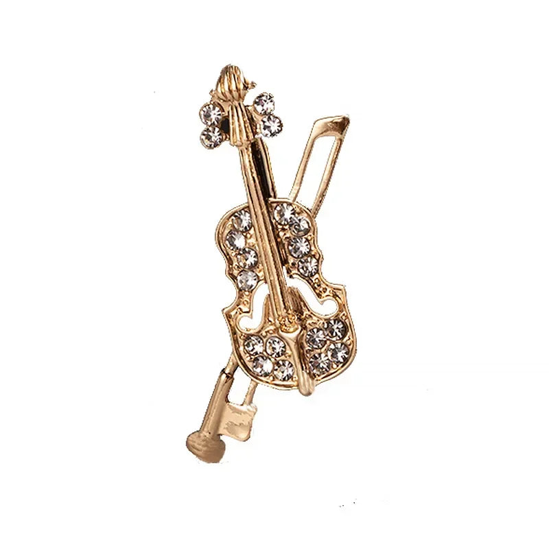 Men's Luxury Crystal Musician's Violin Brooch - Lovez Aqua© - 