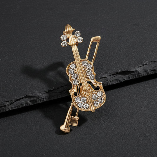 Men's Luxury Crystal Musician's Violin Brooch - Lovez Aqua© - 