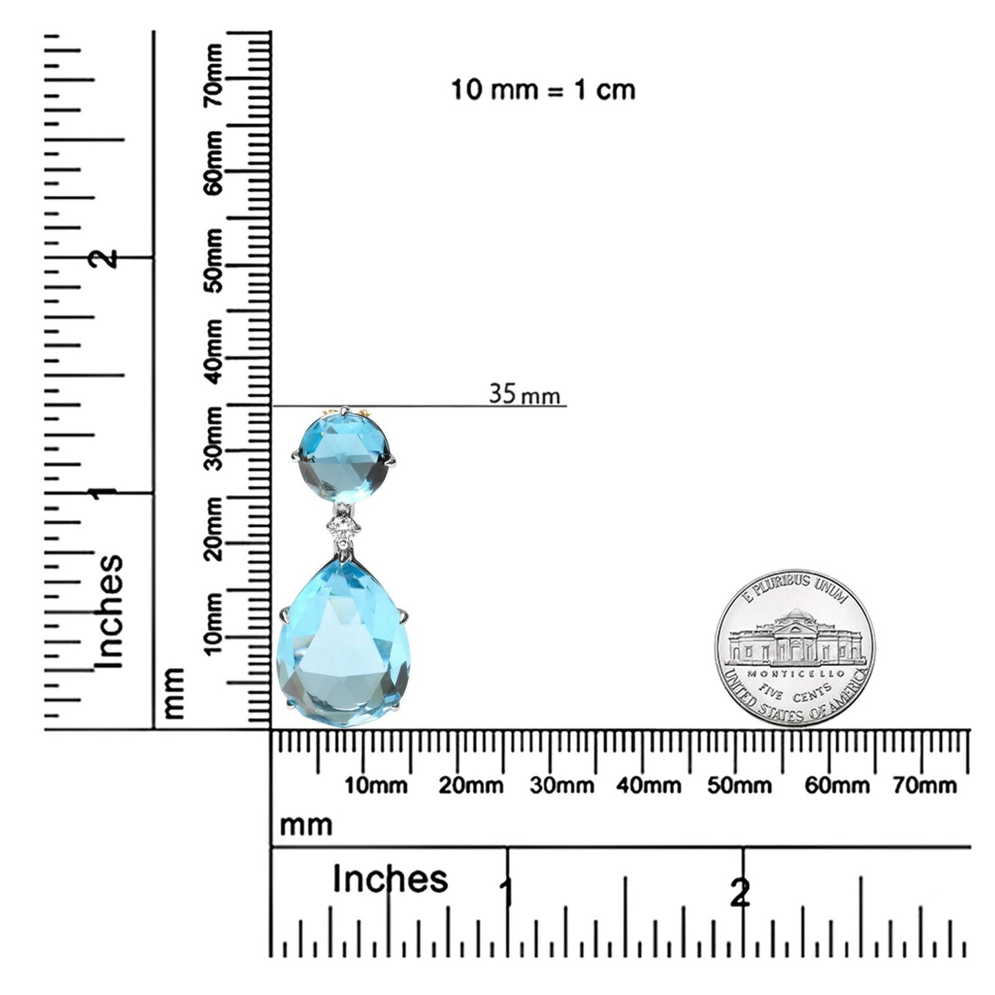 18K White Gold Diamond Round London Blue & Pear Cut Sky Blue Topaz Necklace - Lovez Aqua© - 