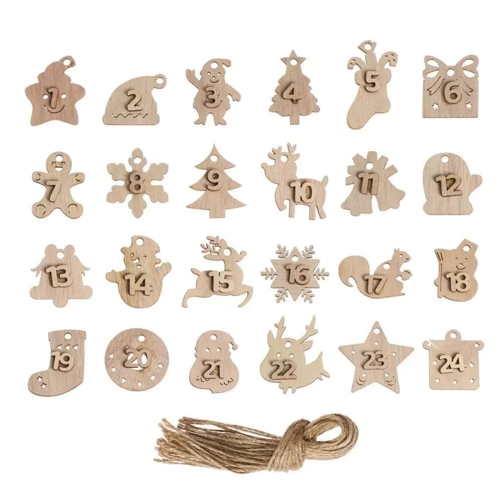 24 Days Wooden Hanging Christmas Tree Ornament Countdown Advent Calendar - Lovez Aqua© - 3
