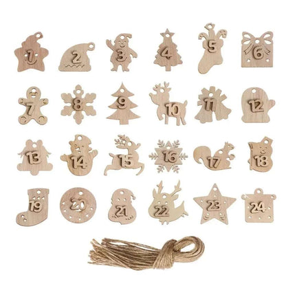 24 Days Wooden Hanging Christmas Tree Ornament Countdown Advent Calendar - Lovez Aqua© - 3