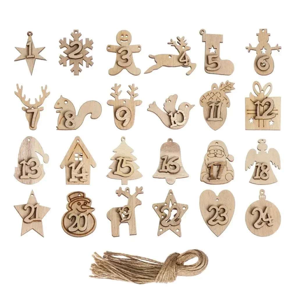 24 Days Wooden Hanging Christmas Tree Ornament Countdown Advent Calendar - Lovez Aqua© - 4