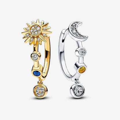 Pandora 925 Sterling Silver Two-Tone Moon, Stars & Sun Women's Earrings - Pandora - 4