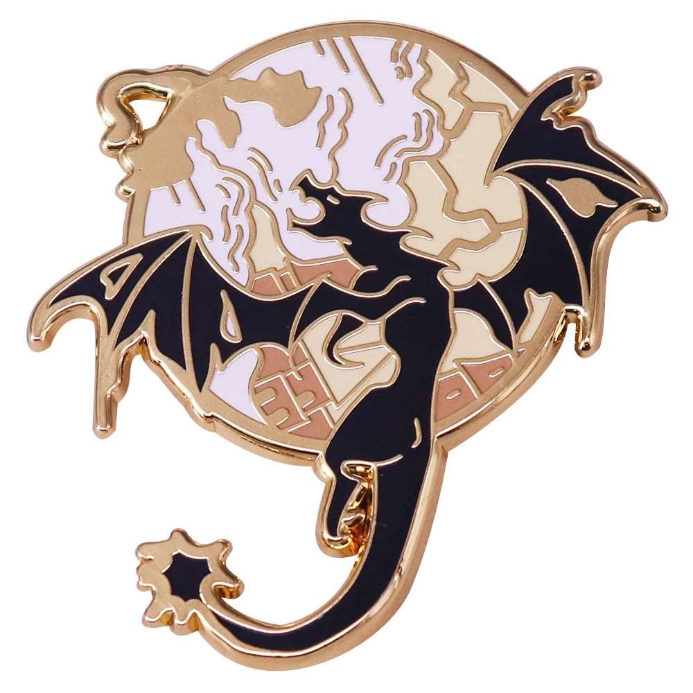 Fourth Wing Flying Dragon Sky Landscape Book Fan Enamel Brooch Pin - Fourth Wing - Default Title