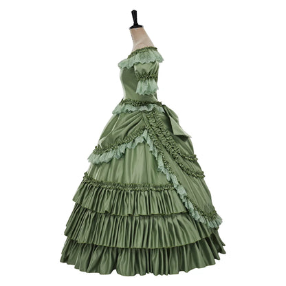 Katherine Pierce Vampire Diaries Cosplay French Rococo Colonial Green Ball Gown - The Vampire Diaries - 