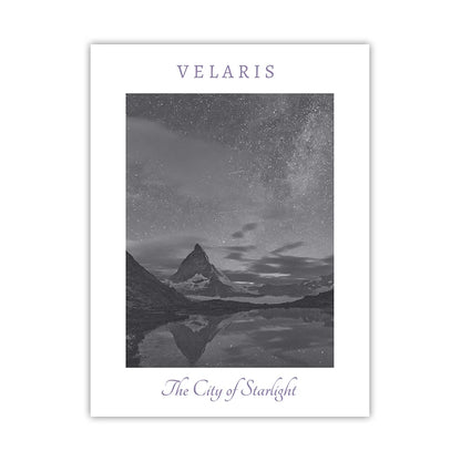 Sarah J Maas ACOTAR, Crescent City & Throne of Glass Landscape Wall Art Print - ACOTAR - Velaris - Black & White / 60x90 cm No Frame