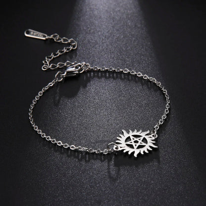 Women's Supernatural Winchester Brothers Pentacle Charm Chain Bracelet - Supernatural - Steel
