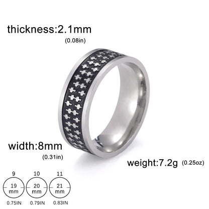 Men's Geometric Engraved Pattern Thick Stainless Steel Band Ring - Lovez Aqua© - Style 34 / 11