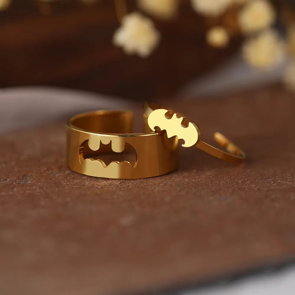 Marvel's Batman Signal Adjustable Matching Couple Gold Rings (2Pcs/Set) - Lovez Aqua© - 