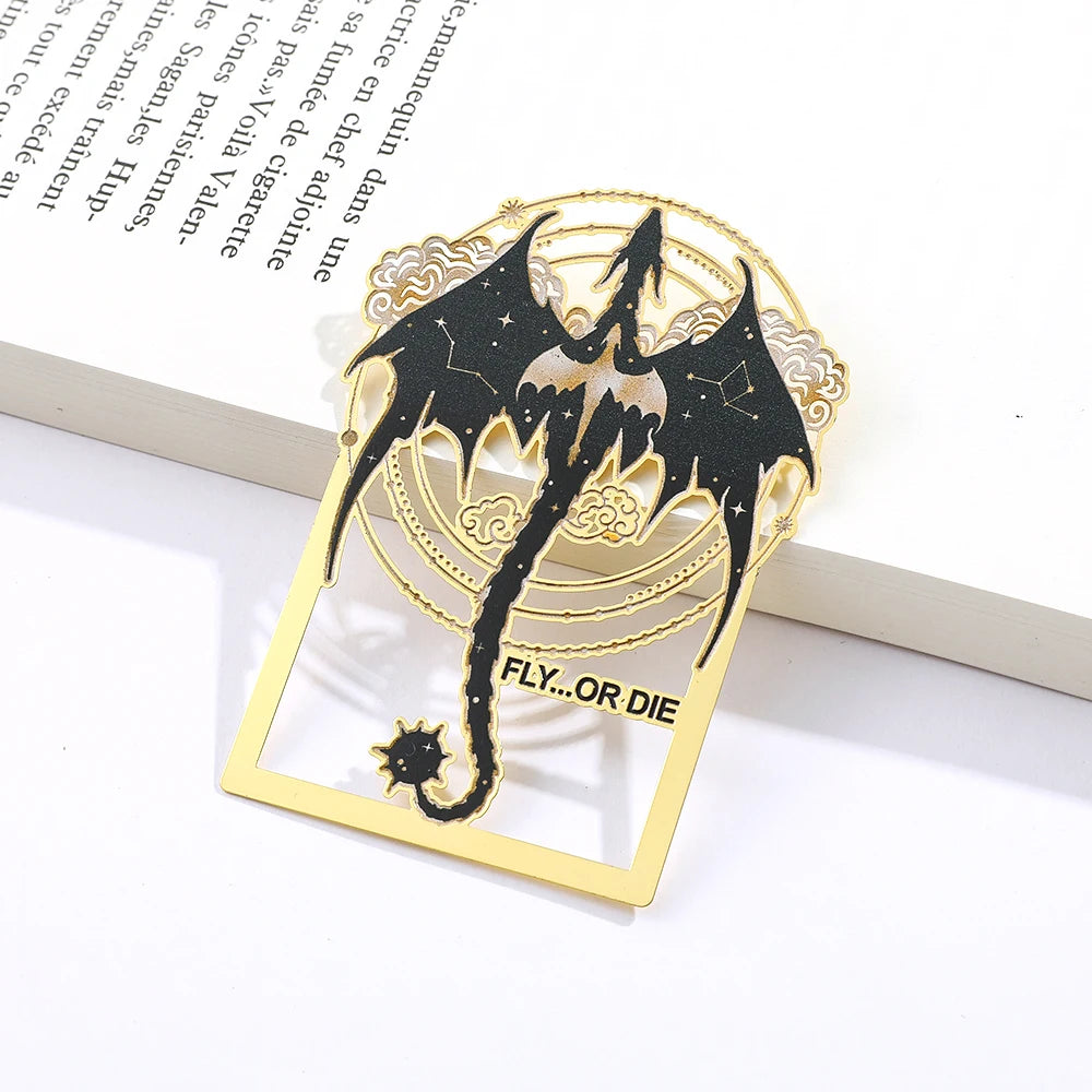 Fourth Wing "Fly or Die " Dragon Rider Engraved Metal Bookmark - Fourth Wing - 