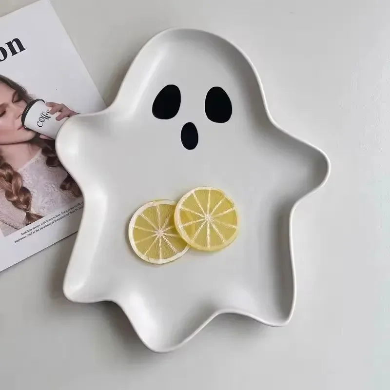 3D Ceramic Large Capacity Cute Cartoon Ghost Halloween Party Serving Tray - Lovez Aqua© - 